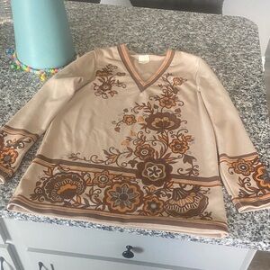 Vintage 70s style rétro floral print  Long Sleeve Top
